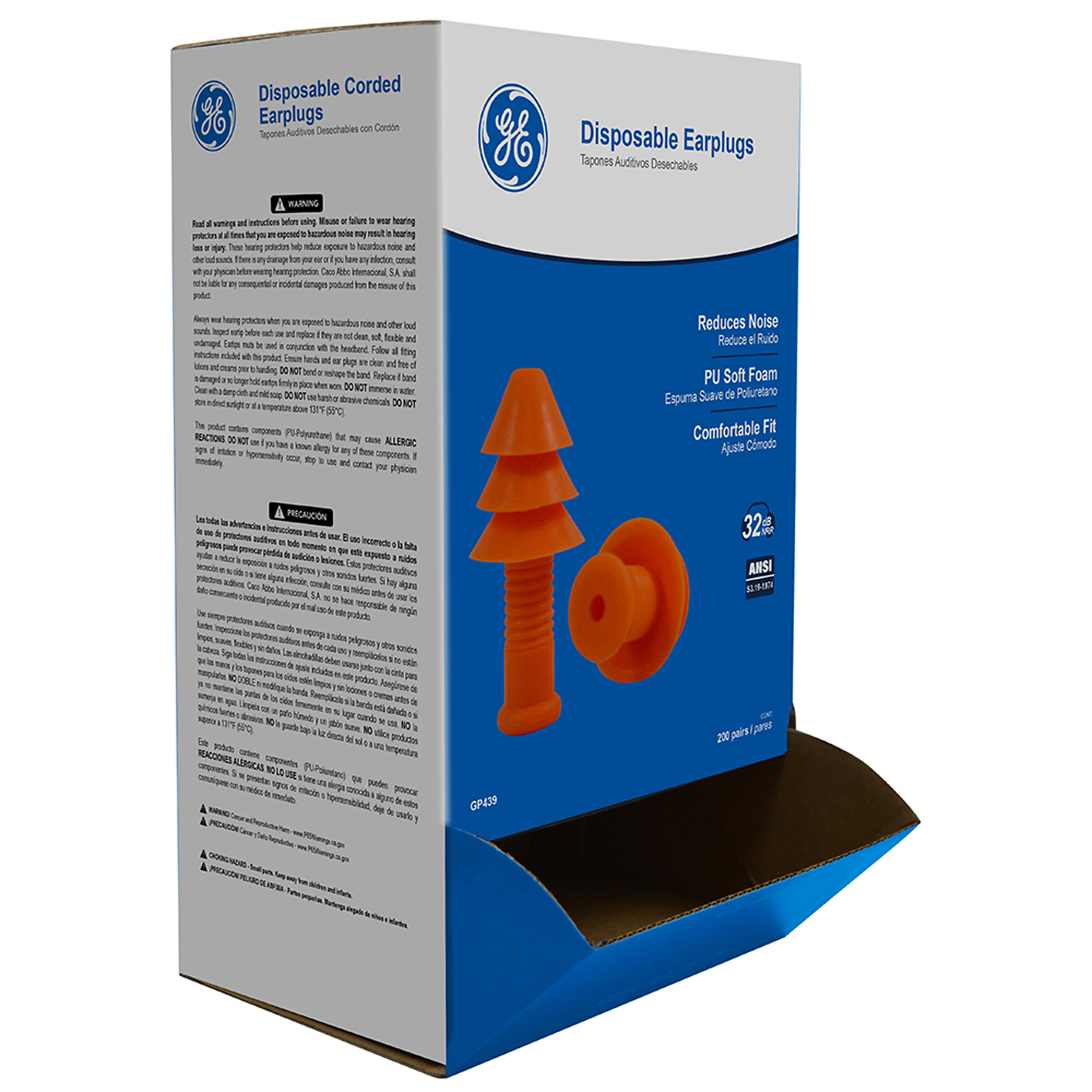 General Electric, 26 dB Reusable Earplug (200 Pairs), Noise Reduction Rating 26 dB, Pairs Included (qty.) 200 Model# GP439